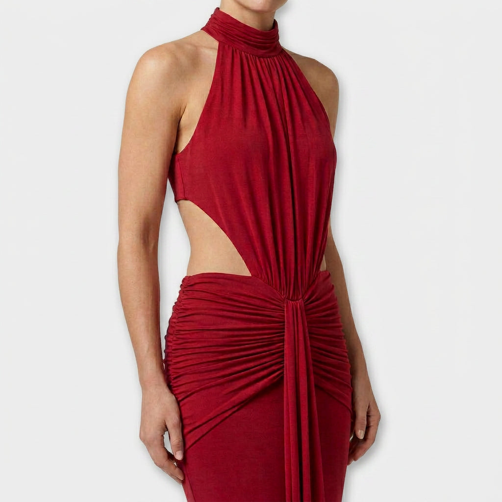 Robe Maxi Col Roulé Coupe Ajustée pour Femme
