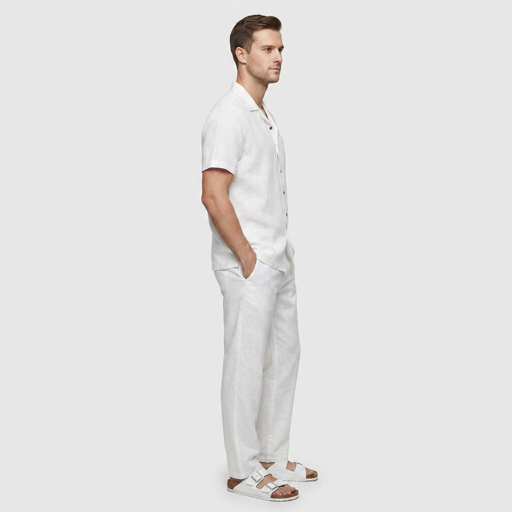 Ensemble Plage Lin Coupe Fluide Pour Homme