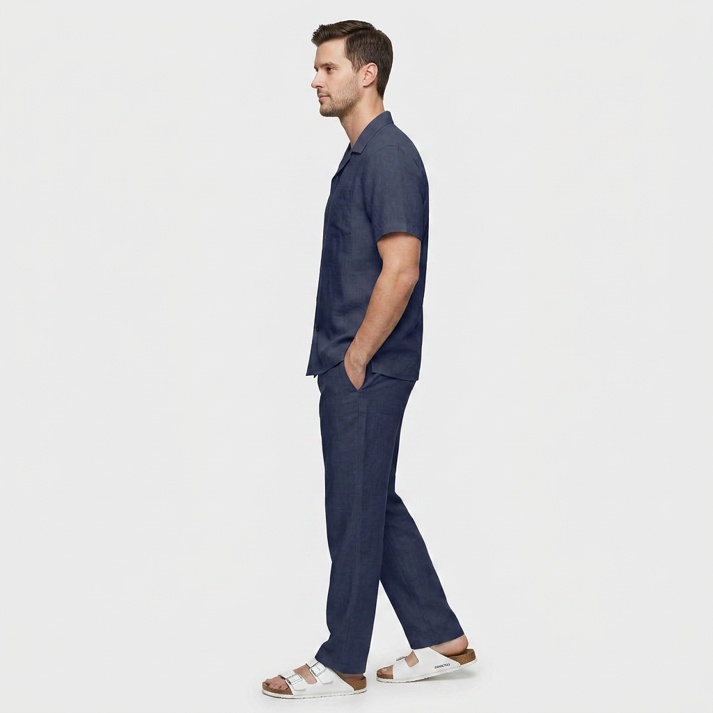 Ensemble Plage Lin Coupe Fluide Pour Homme