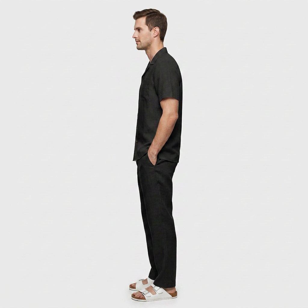 Ensemble Plage Lin Coupe Fluide Pour Homme