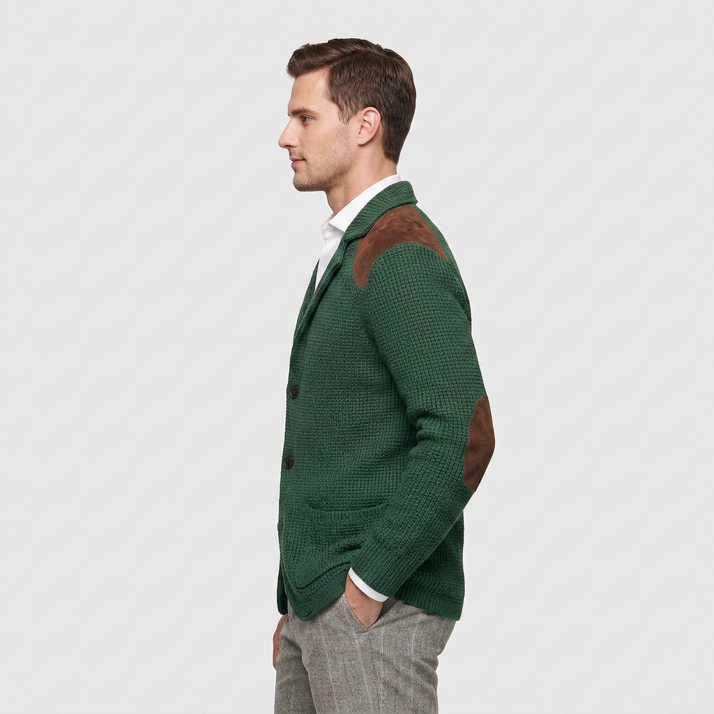 Men's Structured Knit Blazer Cardigan