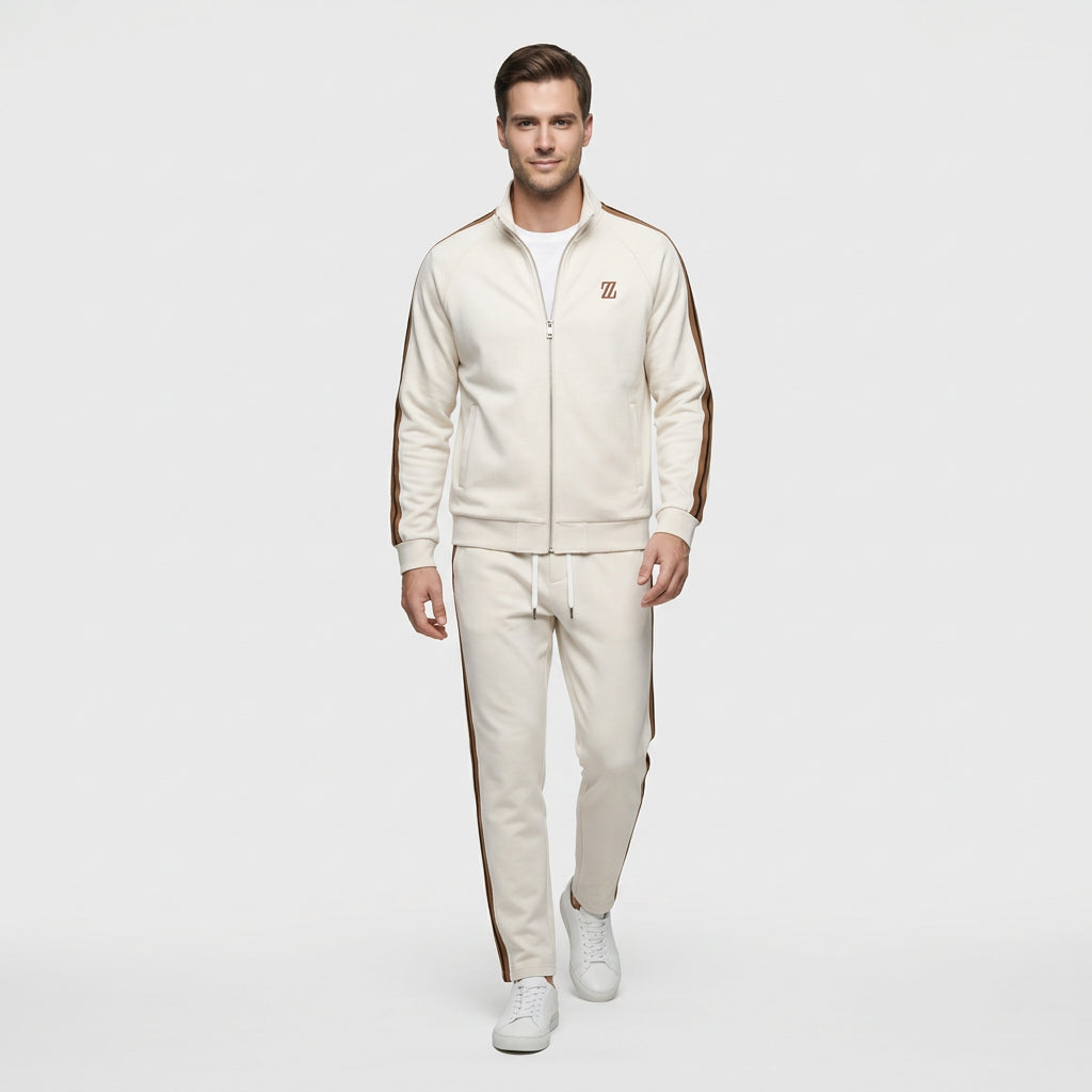 Ensemble Survêtement Veste Zippée Bandes Latérales pour Homme