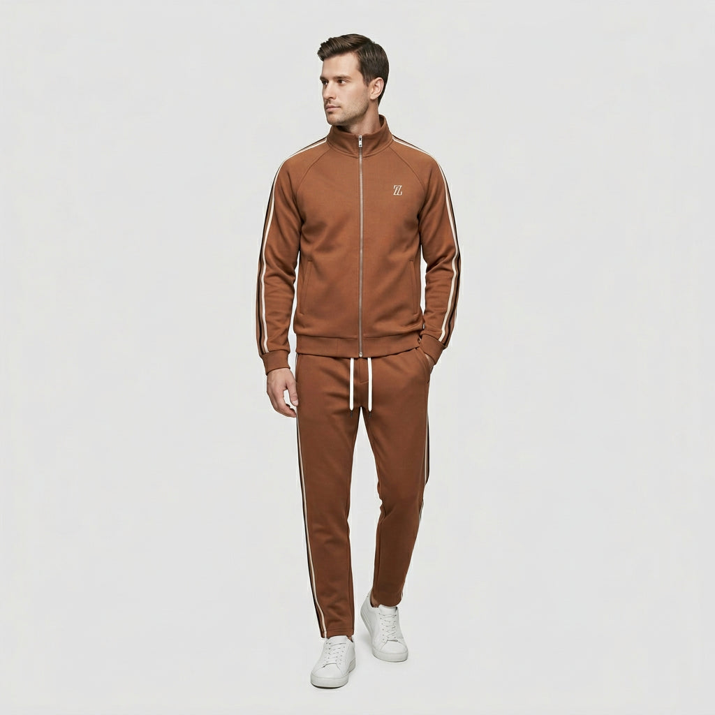 Ensemble Survêtement Veste Zippée Bandes Latérales pour Homme