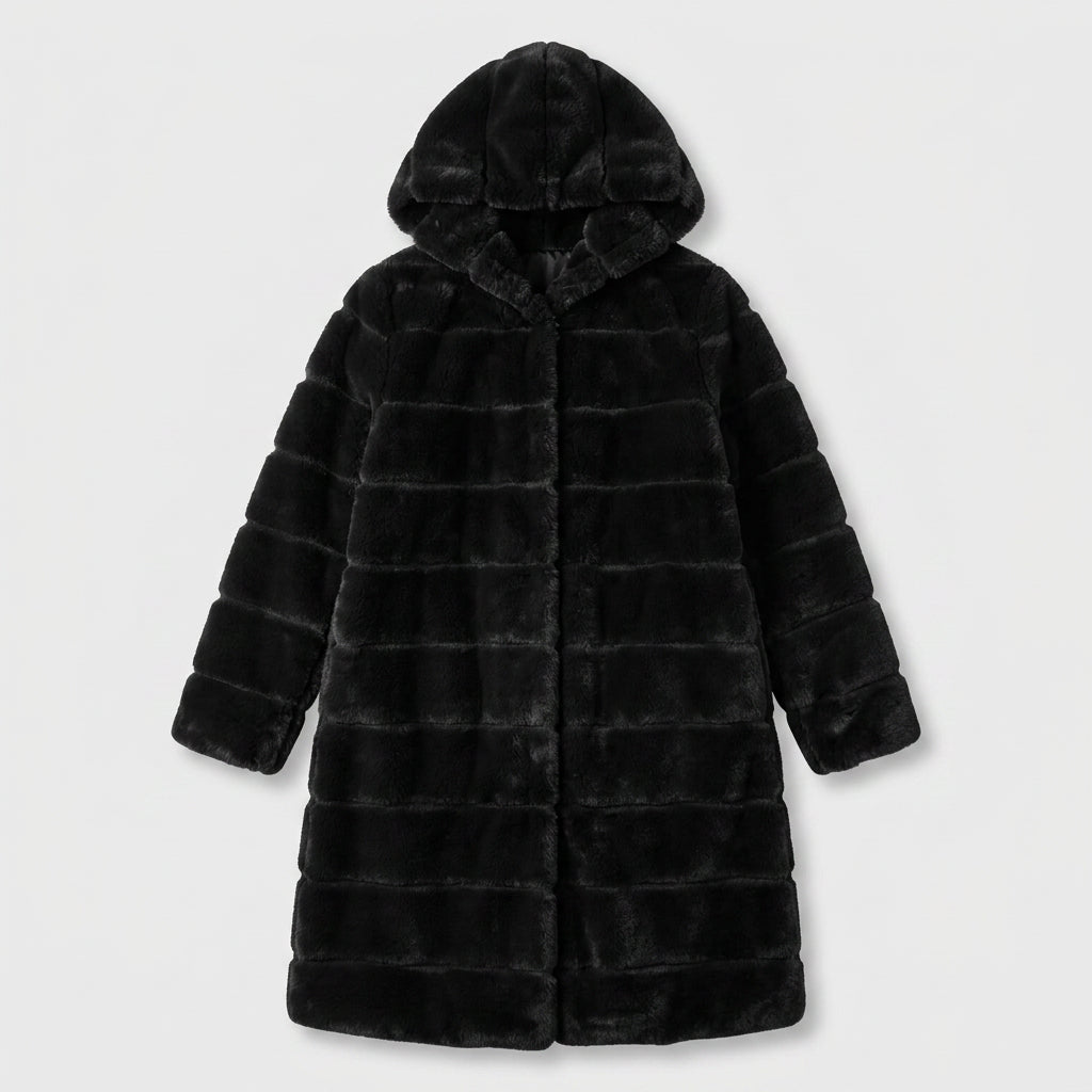 Manteau Fausse Fourrure Boutonné Coupe Élégante pour Femme