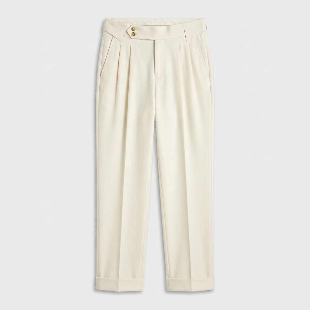 Pantalon Taille Haute Boucle Latérale Coupe Ajustée pour Homme