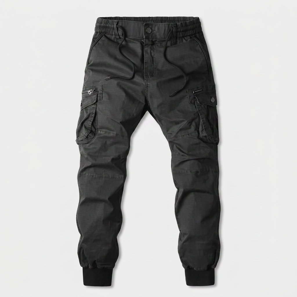 Pantalon Cargo Multi-Poches Chevilles Élastiquées pour Homme