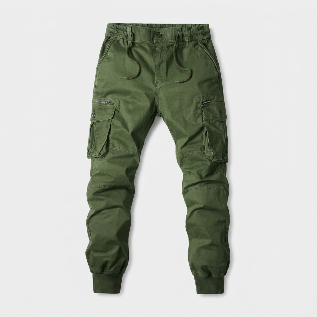Pantalon Cargo Multi-Poches Chevilles Élastiquées pour Homme