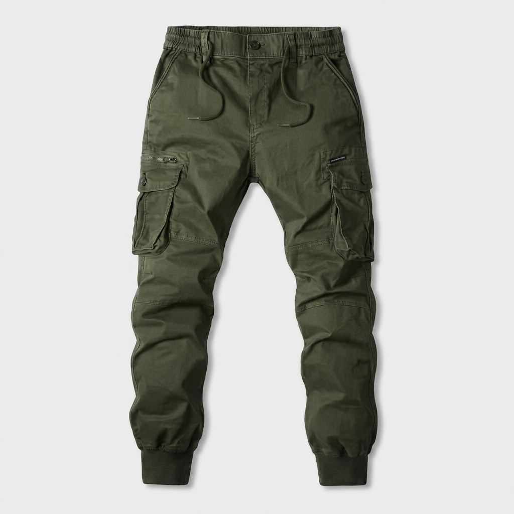 Pantalon Cargo Multi-Poches Chevilles Élastiquées pour Homme