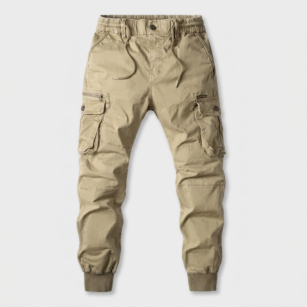 Pantalon Cargo Multi-Poches Chevilles Élastiquées pour Homme
