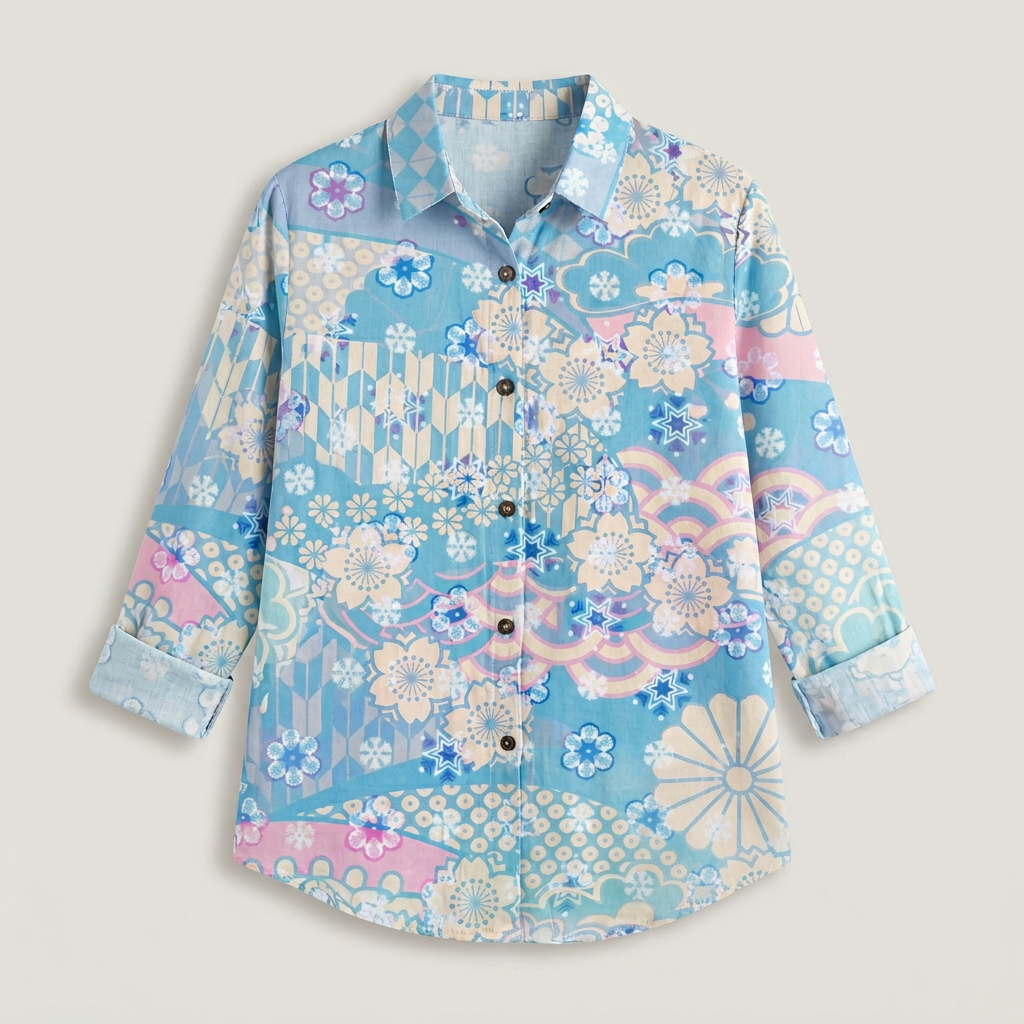 Chemise Vintage Tissu Léger Coupe Décontractée pour Femme