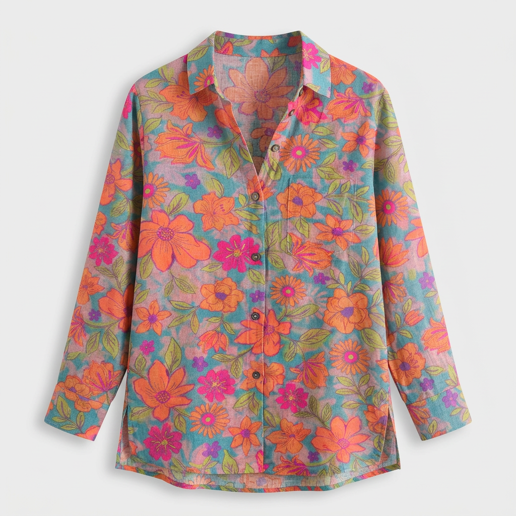 Chemise Vintage Tissu Léger Coupe Décontractée pour Femme