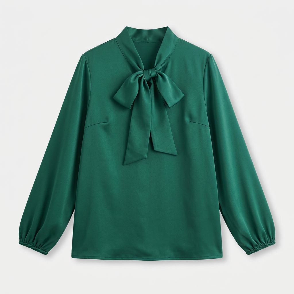 Blouse Col Lavallière Manches Longues pour Femme