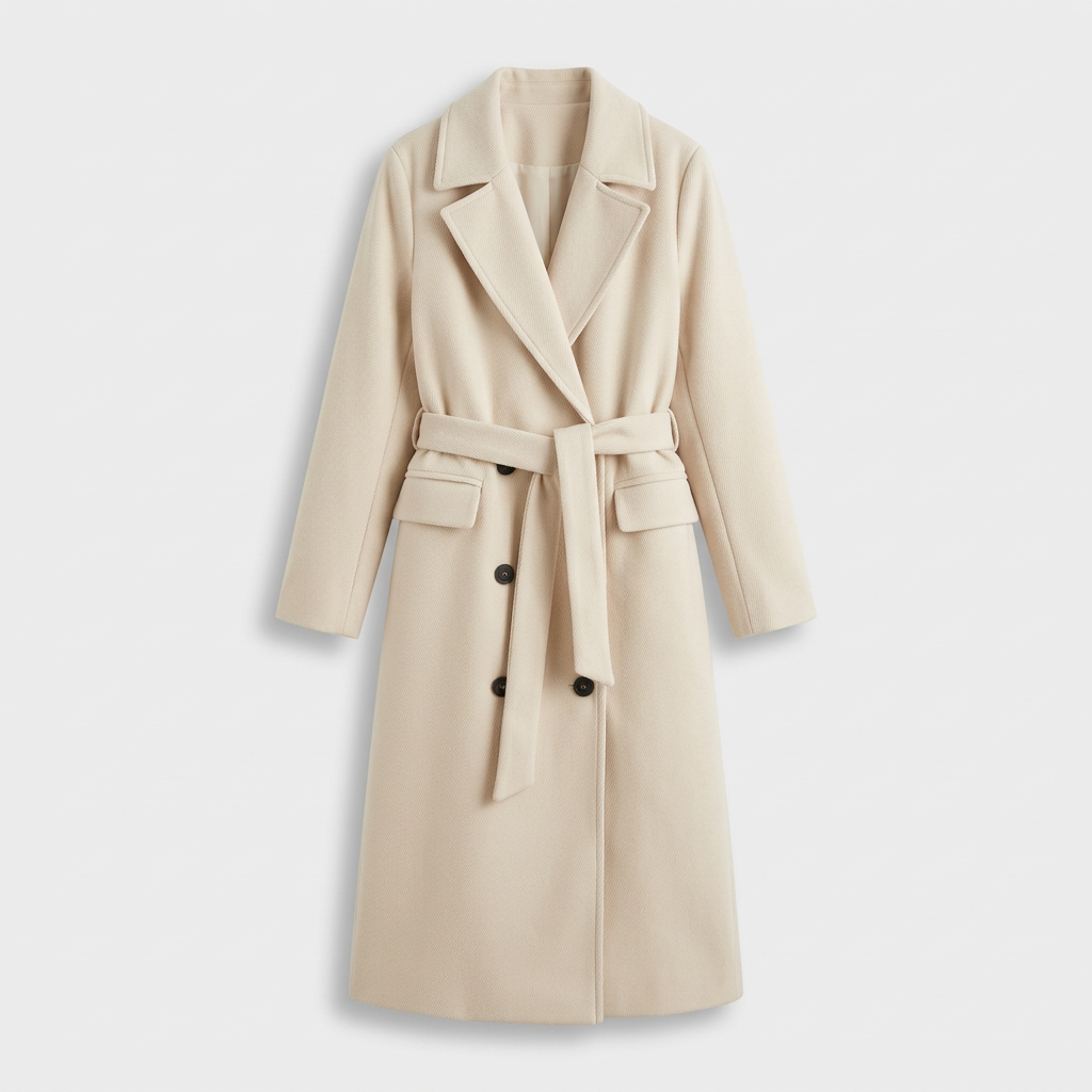 Trench Coat Ceinturé Double Boutonnage pour Femme