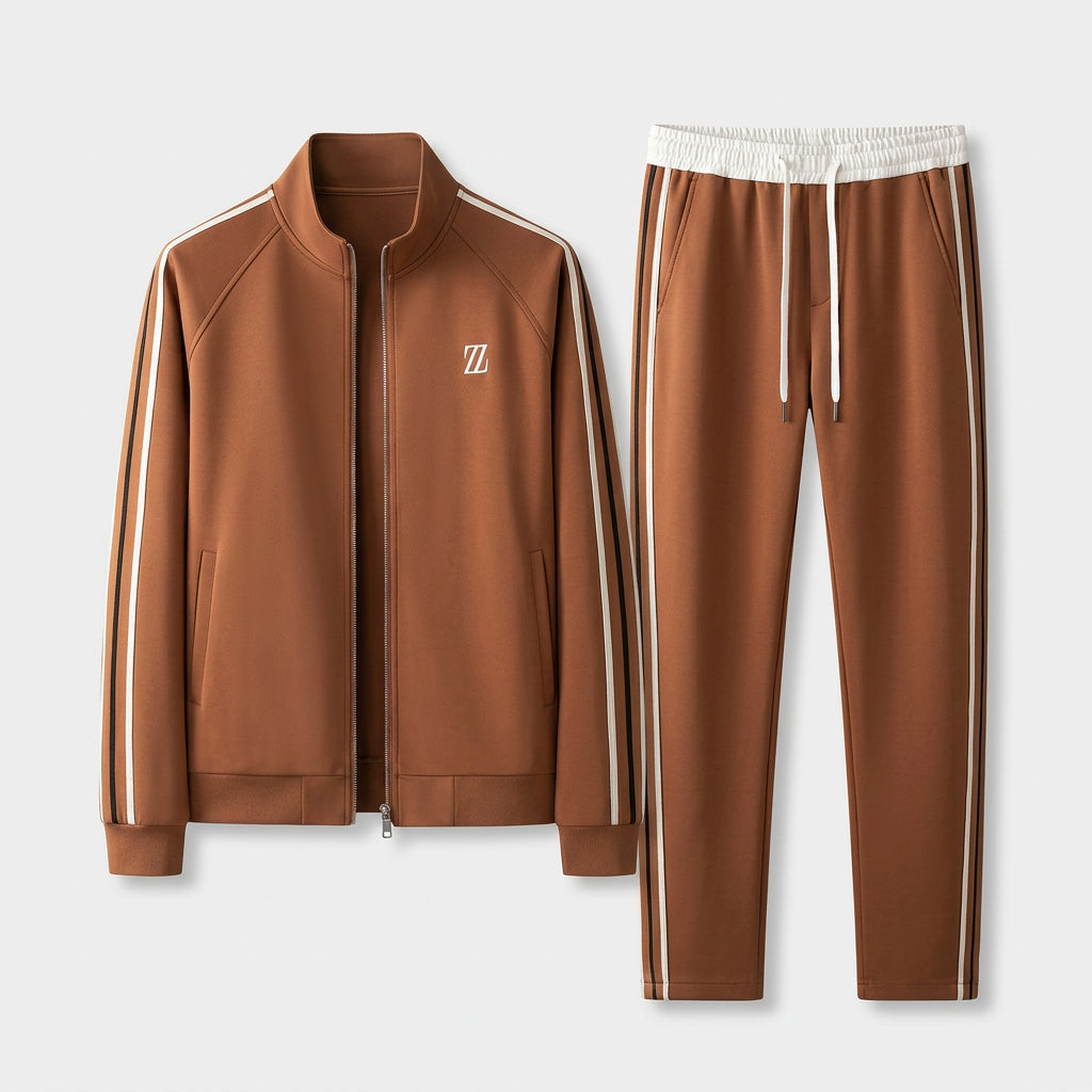 Ensemble Survêtement Veste Zippée Bandes Latérales pour Homme