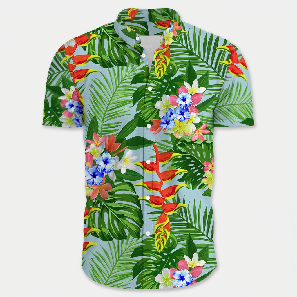 Chemise Fleurie Tropicale Manches Courtes Coupe Décontractée pour Homme