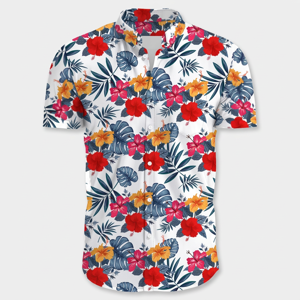 Chemise Fleurie Tropicale Manches Courtes Coupe Décontractée pour Homme