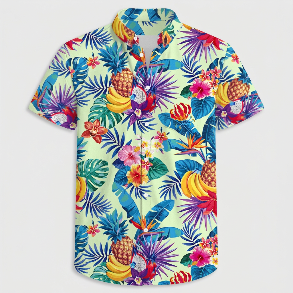 Chemise Fleurie Tropicale Manches Courtes Coupe Décontractée pour Homme