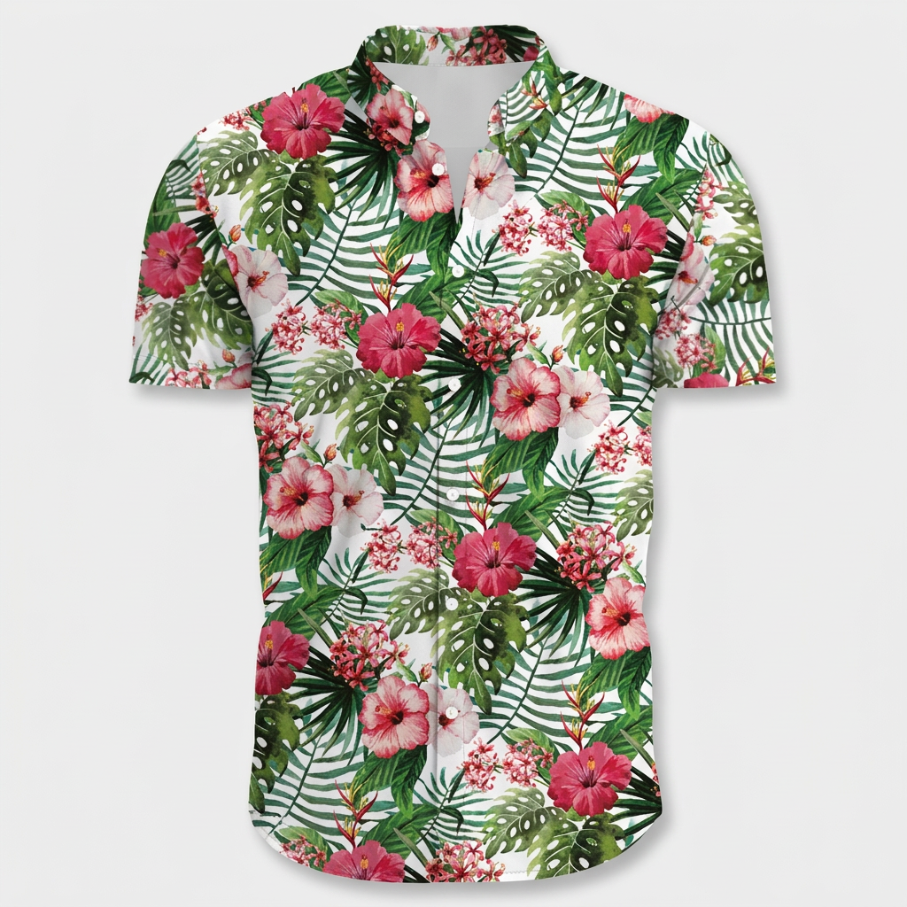 Chemise Fleurie Tropicale Manches Courtes Coupe Décontractée pour Homme