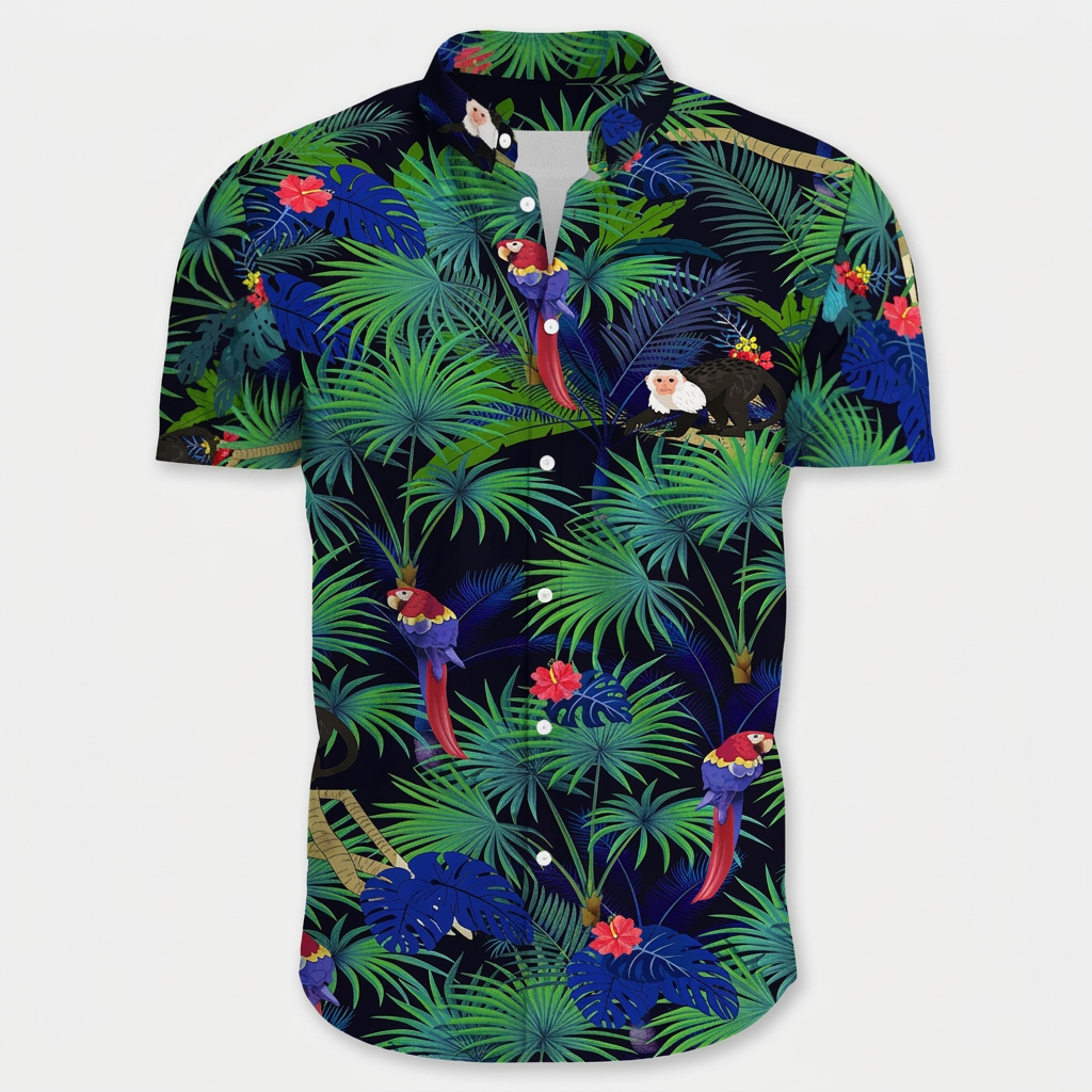 Chemise Fleurie Tropicale Manches Courtes Coupe Décontractée pour Homme