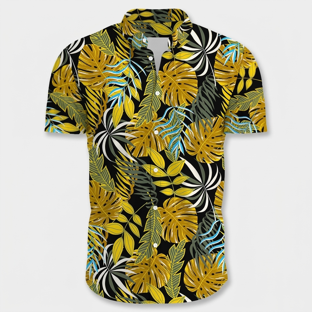 Chemise Fleurie Tropicale Manches Courtes Coupe Décontractée pour Homme