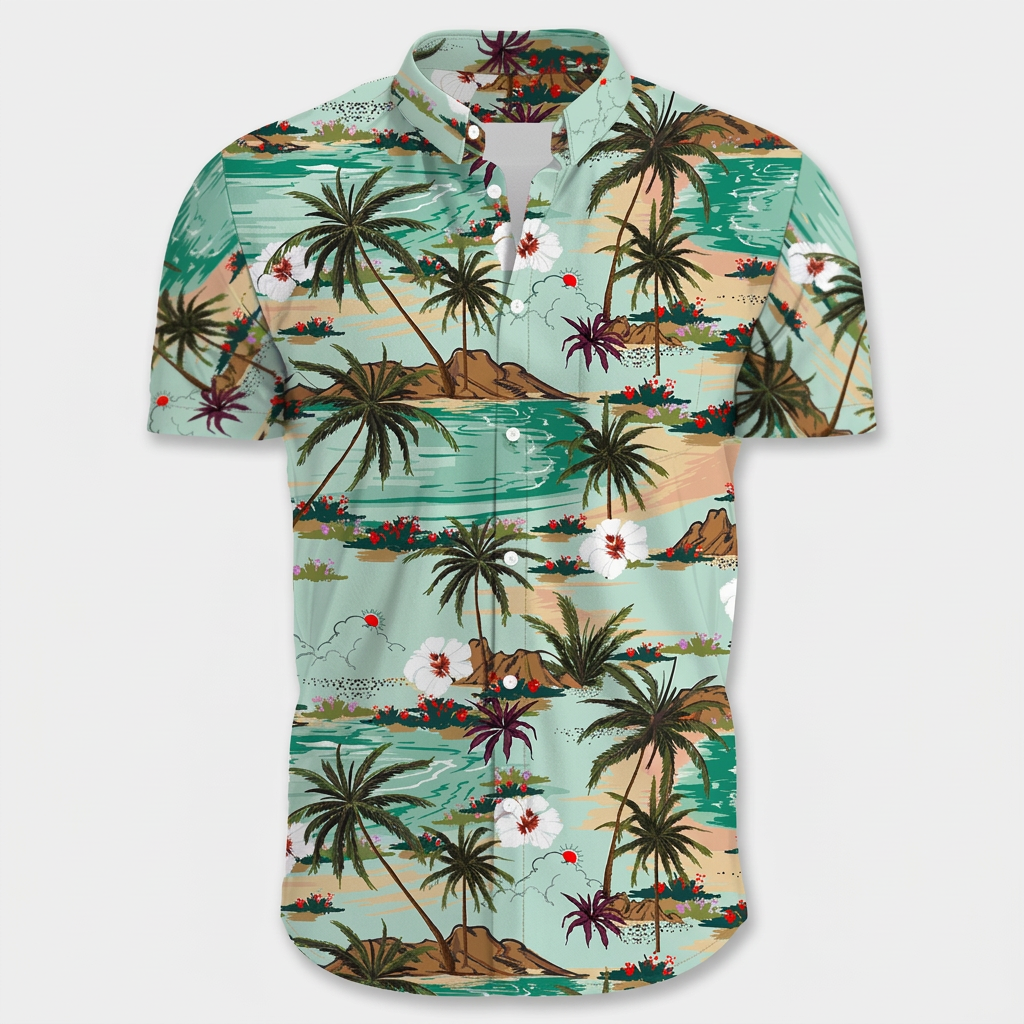 Chemise Fleurie Tropicale Manches Courtes Coupe Décontractée pour Homme