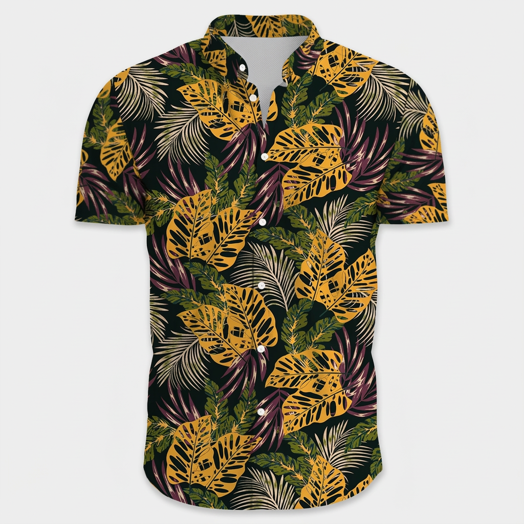 Chemise Fleurie Tropicale Manches Courtes Coupe Décontractée pour Homme