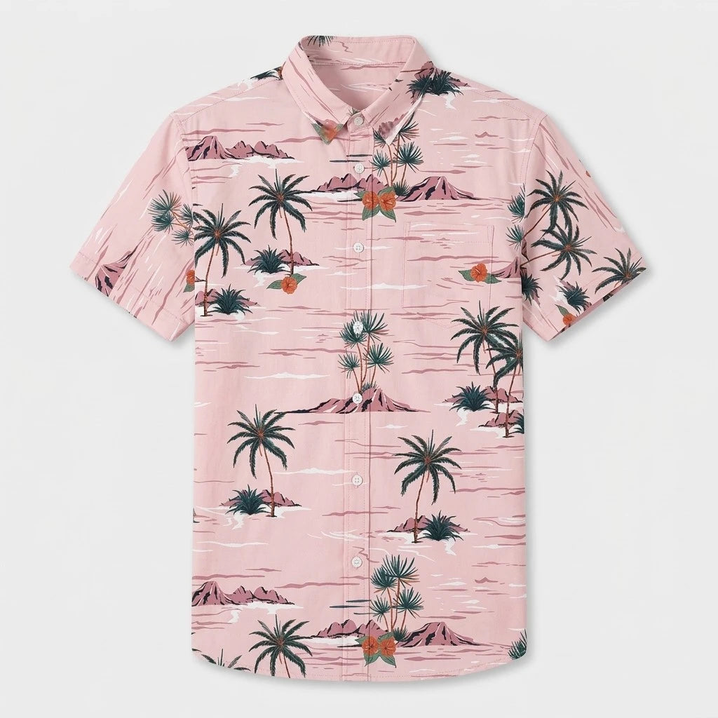Chemise Fleurie Tropicale Manches Courtes Coupe Décontractée pour Homme