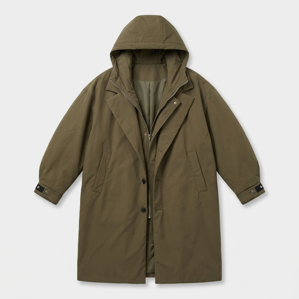Trench Doudoune Imperméable Capuche Coupe Matelassée pour Homme