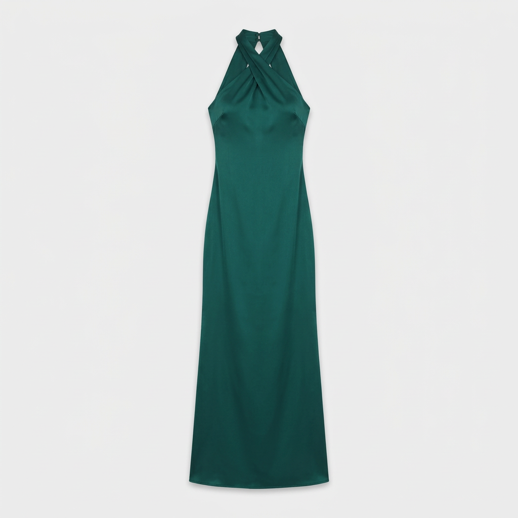 Robe Maxi Dos Nu Coupe Sirène Col Licou pour Femme
