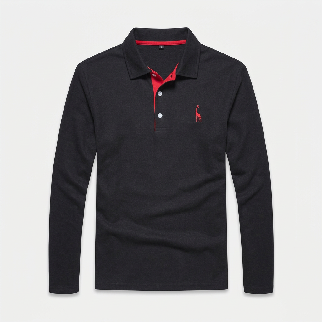 Pull Polo Patte Boutonnage Manches Longues pour Homme