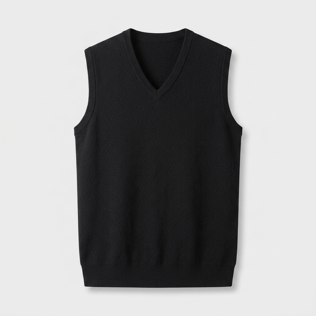 Pull Sans Manches Col V Maille Fine pour Homme