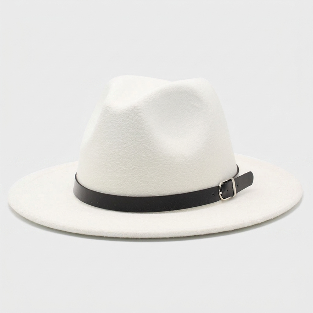 Chapeau Fedora à Larges Bords en Feutre Tressé Classique pour Homme