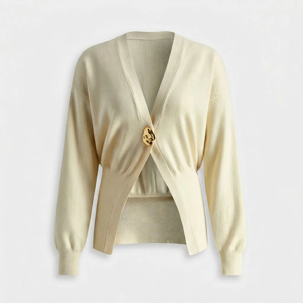 Cardigan en Maille Fine Col V Boutonnage Simple Coupe Ajustée pour Femme