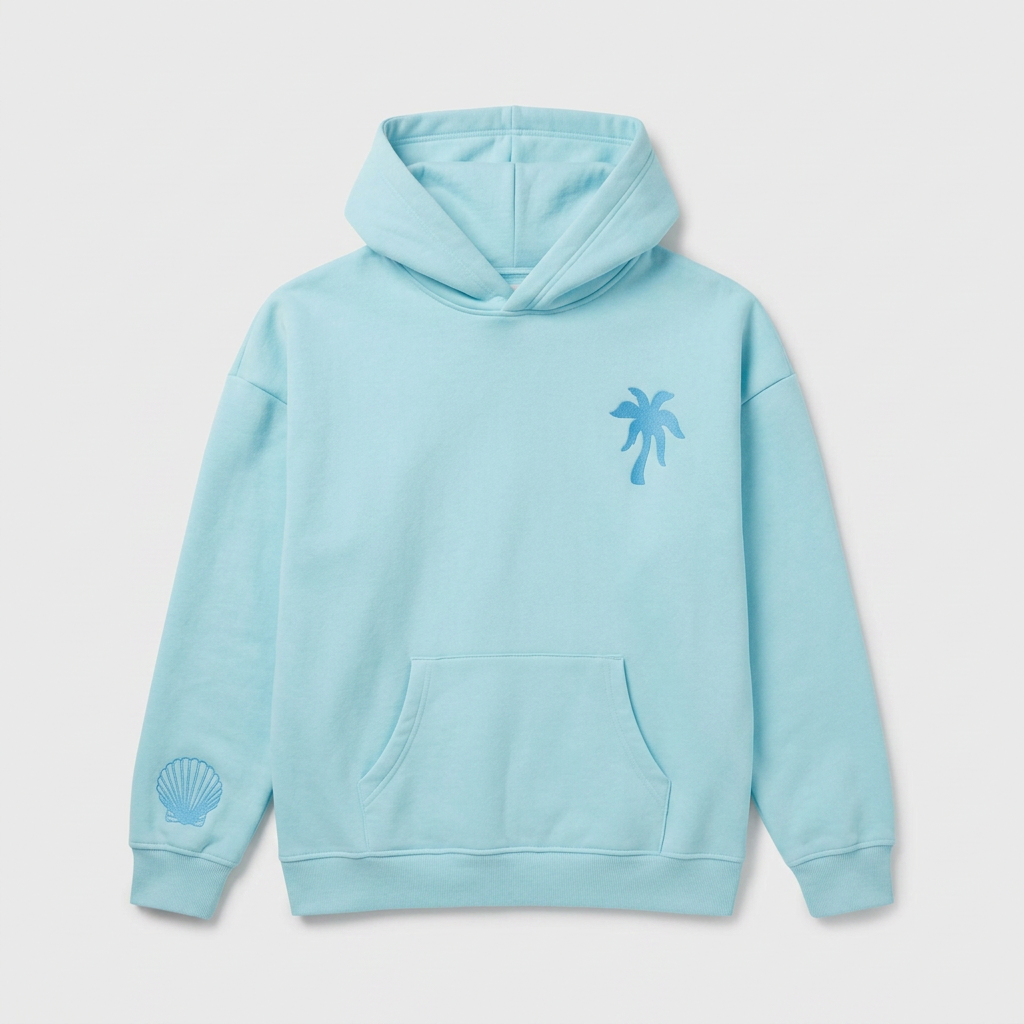 Sweat à Capuche Brodé Motif Tropical Coupe Décontractée en Coton pour Femme