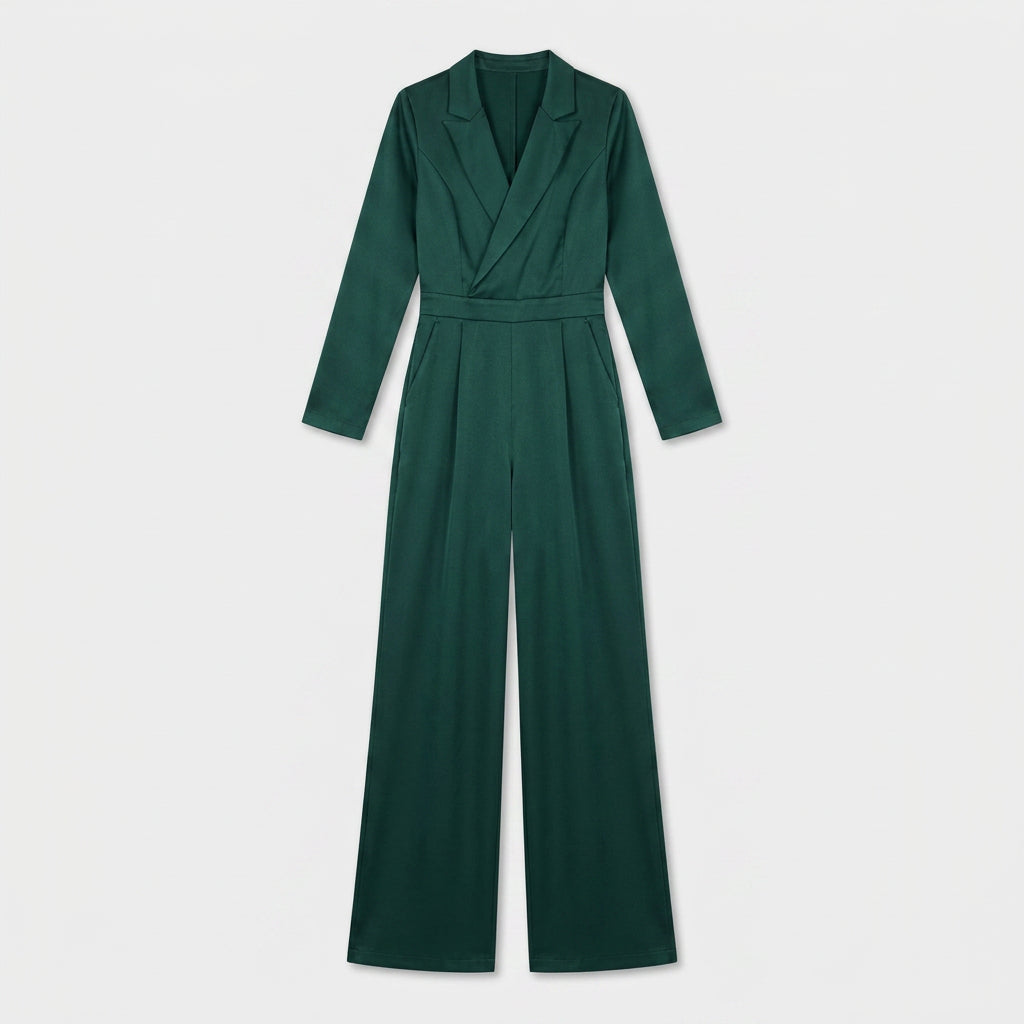 Combinaison Blazer Col V Coupe Large pour Femme