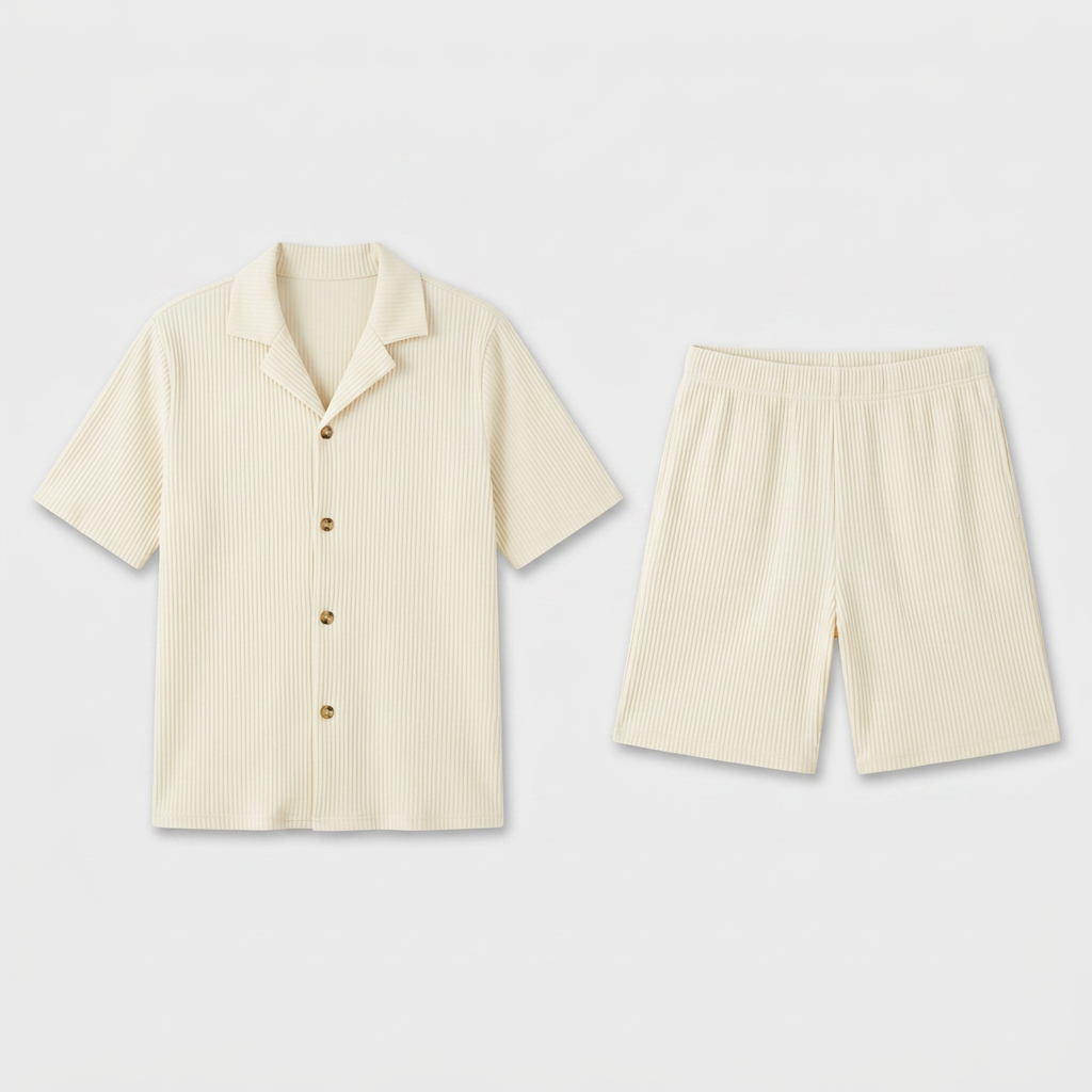 Ensemble Chemise et Short Décontracté Coupe Fluide pour Homme