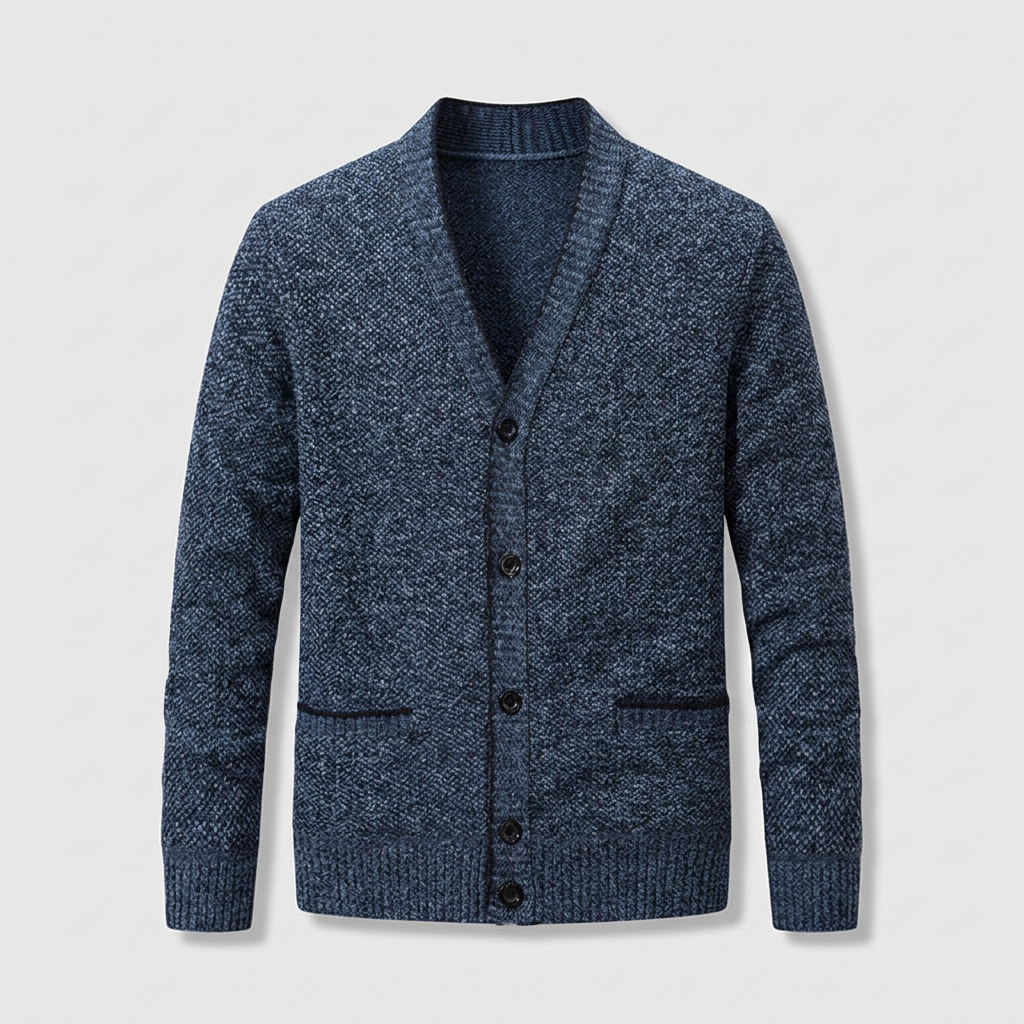 Cardigan Col V Boutonné Doublure à Carreaux pour Homme