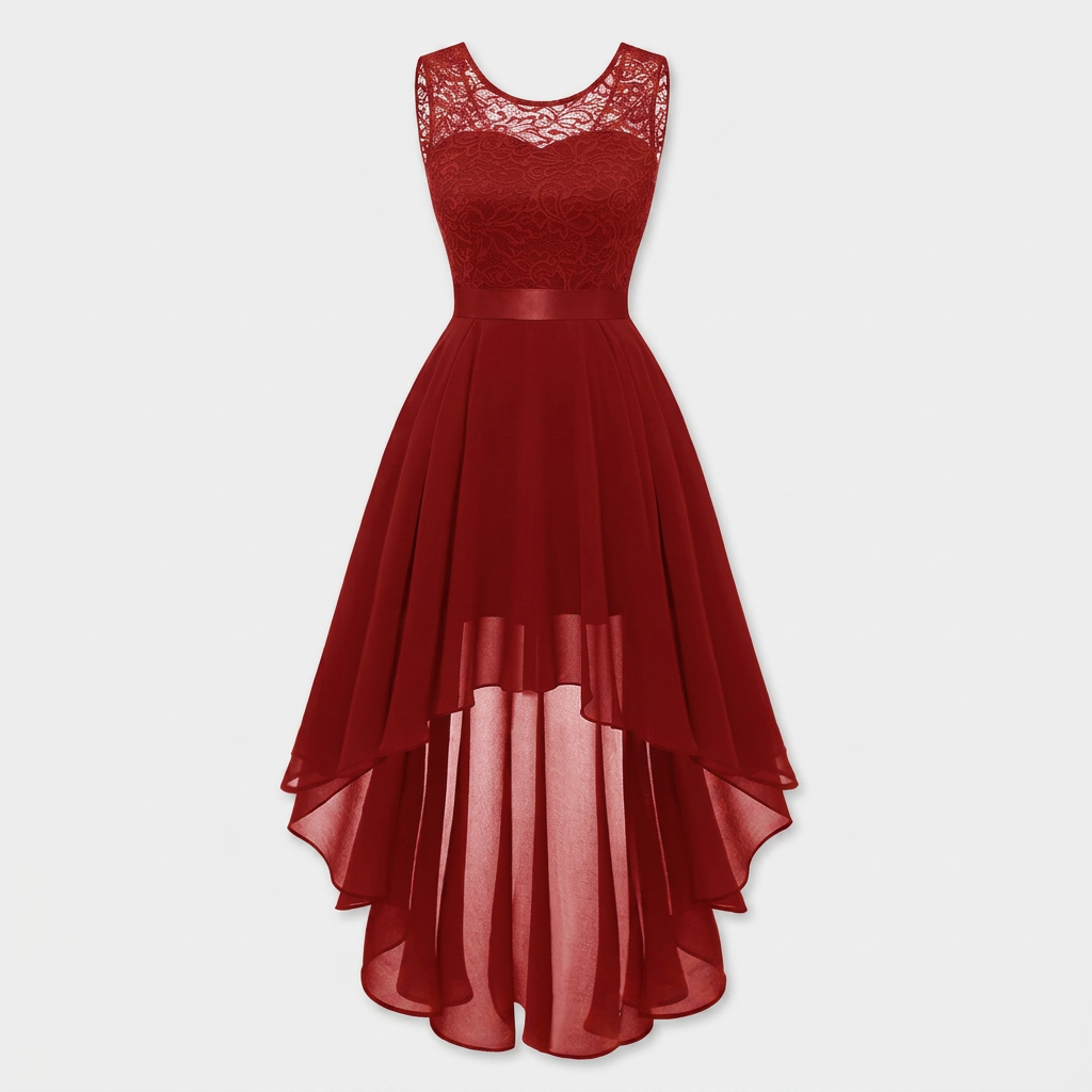 Robe Asymétrique High-Low Coupe Évasée pour Femme