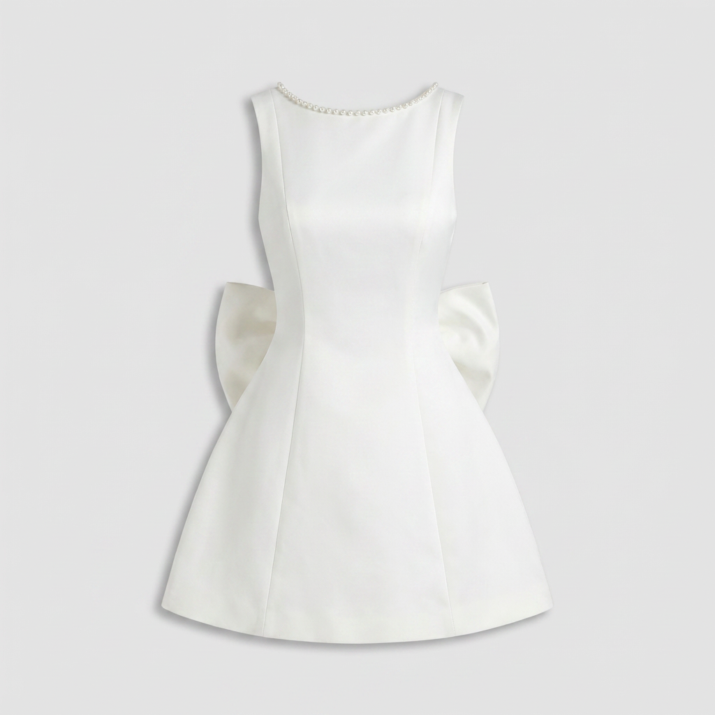 Robe Mini Structurée Col Carré pour Femme