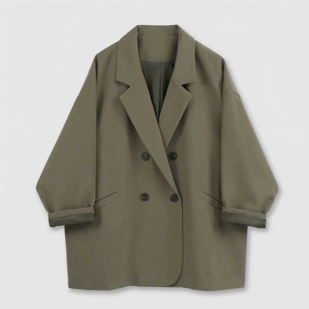 Blazer Ample Coupe Décontractée Détails Structurés pour Femme