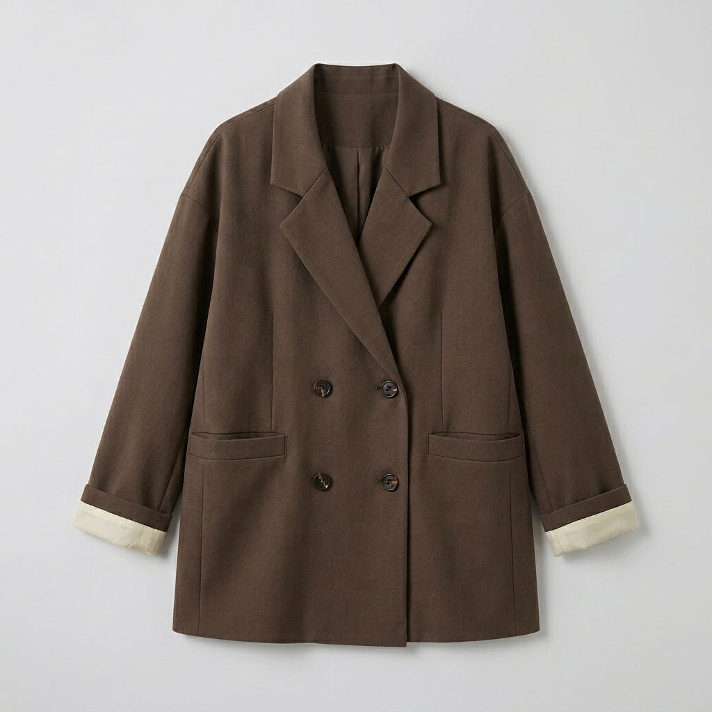 Blazer Double Boutonnage Coupe Ample Épaules Structurées pour Femme