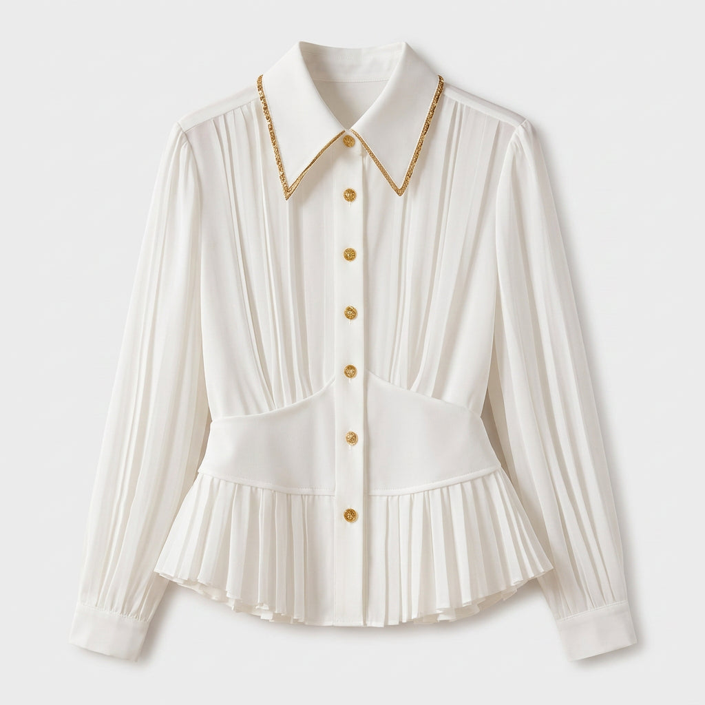 Blouse Plissée Col Lavallière Coupe Fluide pour Femme