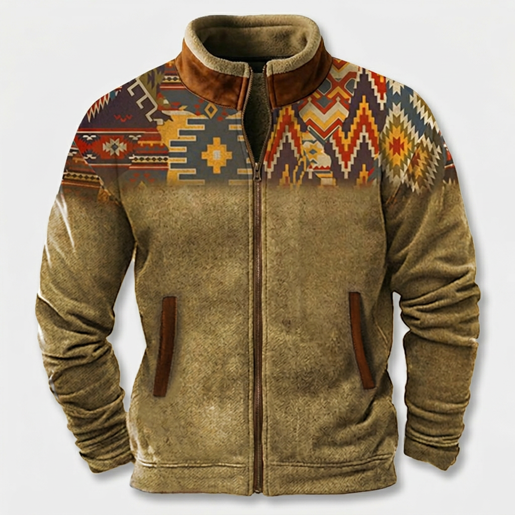 Veste Western Doublure Polaire Motifs Ethniques pour Homme