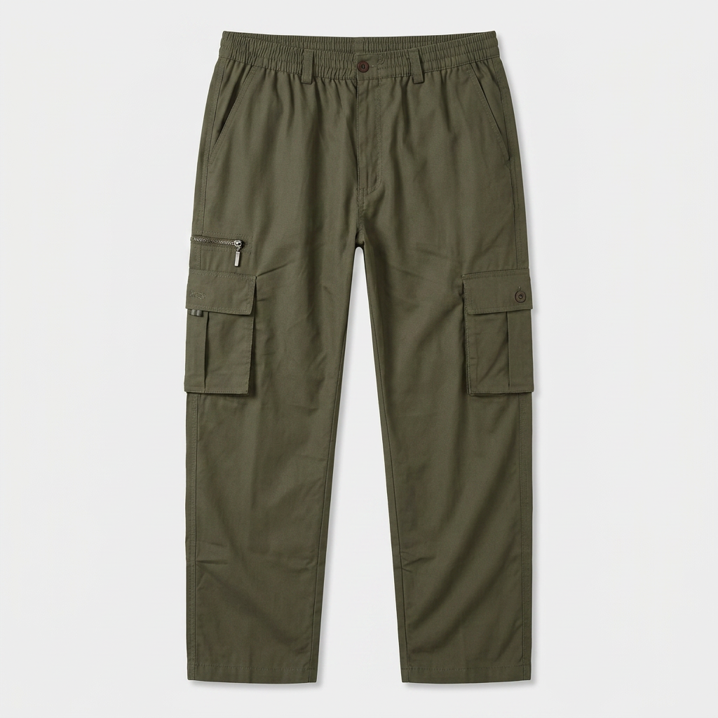 Pantalon Cargo Taille Élastique Coupe Droite pour Homme