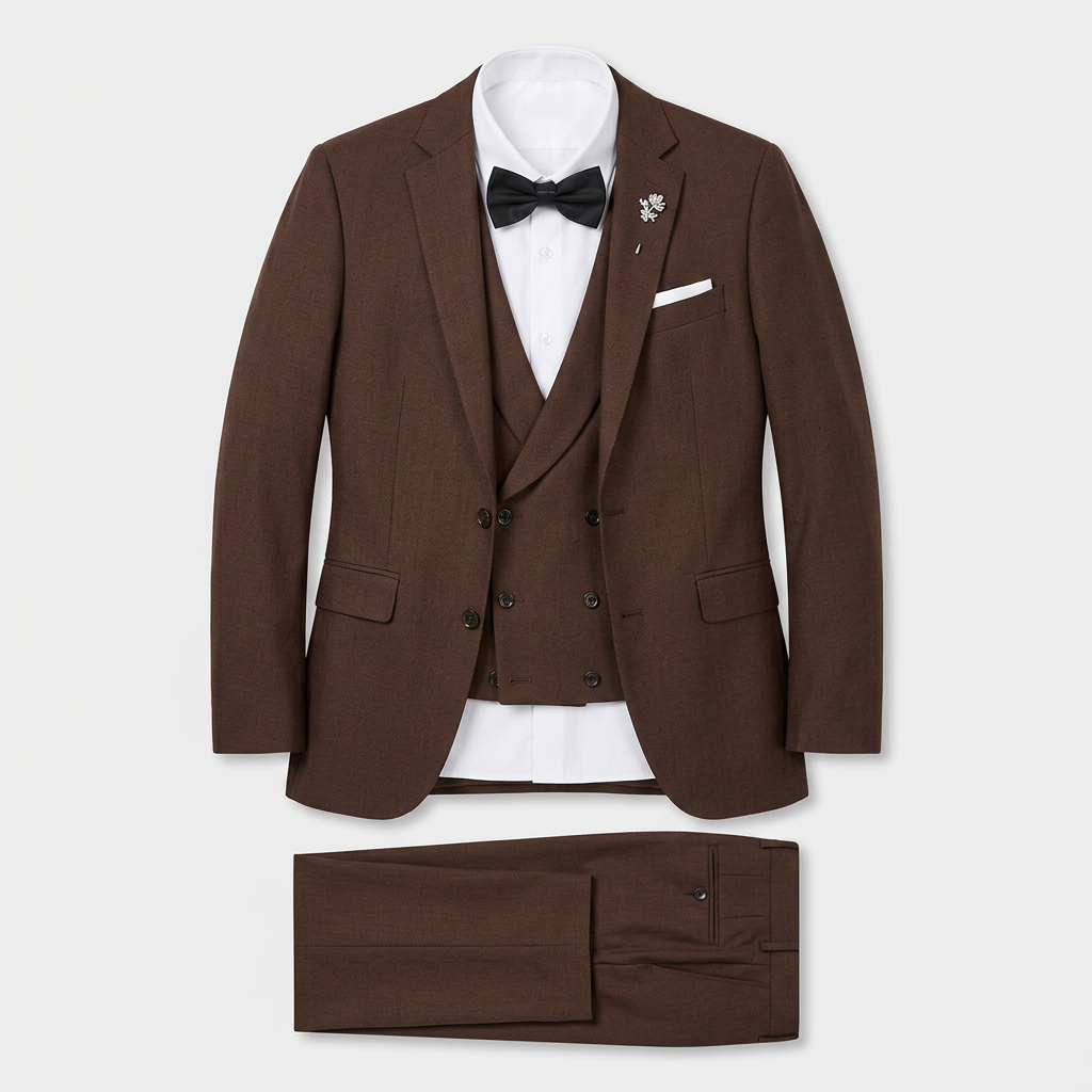 Costume Trois Pièces Blazer Simple Boutonnage Gilet Croisé pour Homme