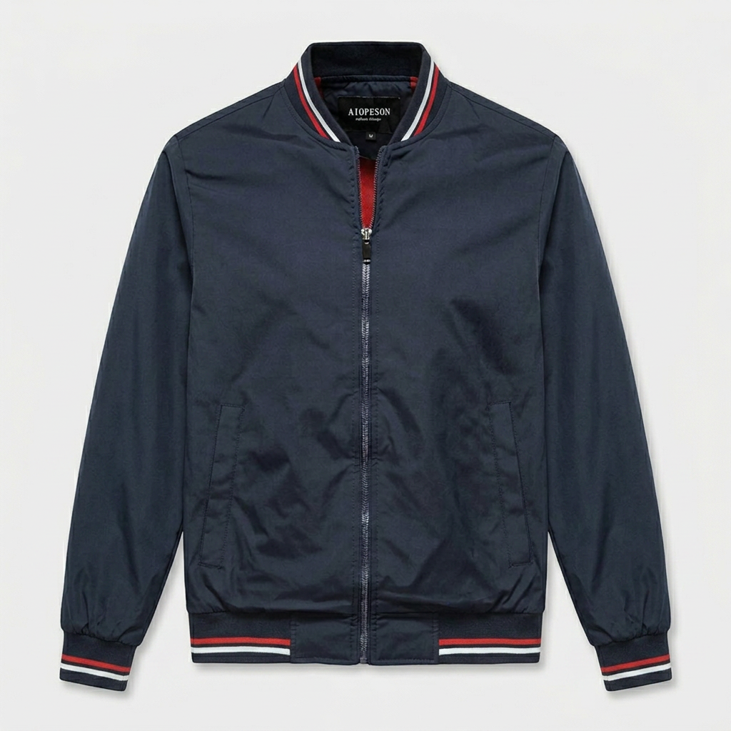 Veste Bomber Zippée Finitions Côtelées pour Homme
