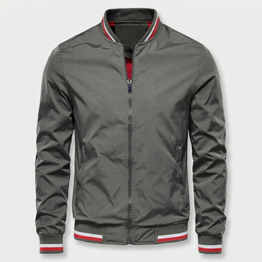 Veste Bomber Zippée Finitions Côtelées pour Homme