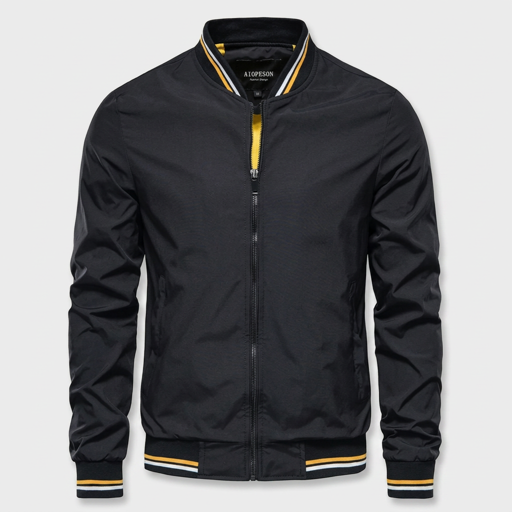 Veste Bomber Zippée Finitions Côtelées pour Homme