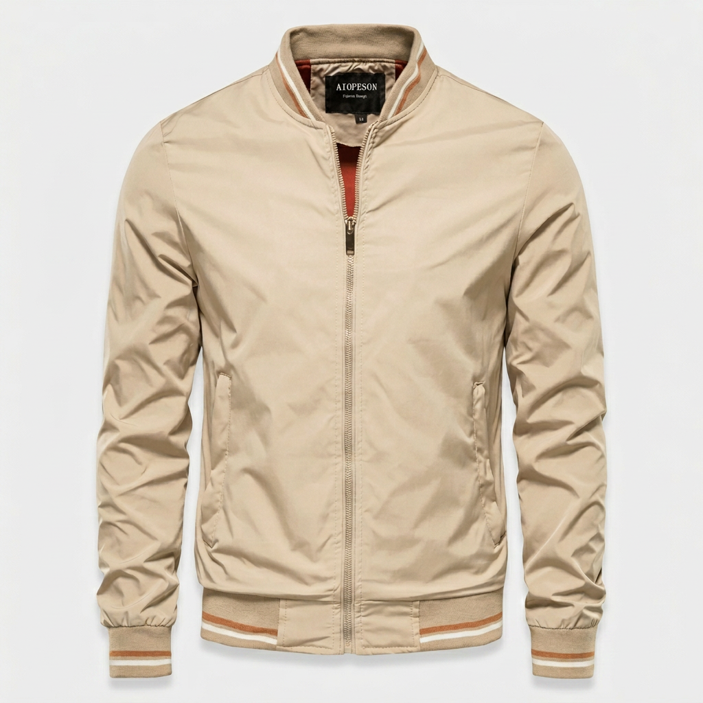 Veste Bomber Zippée Finitions Côtelées pour Homme