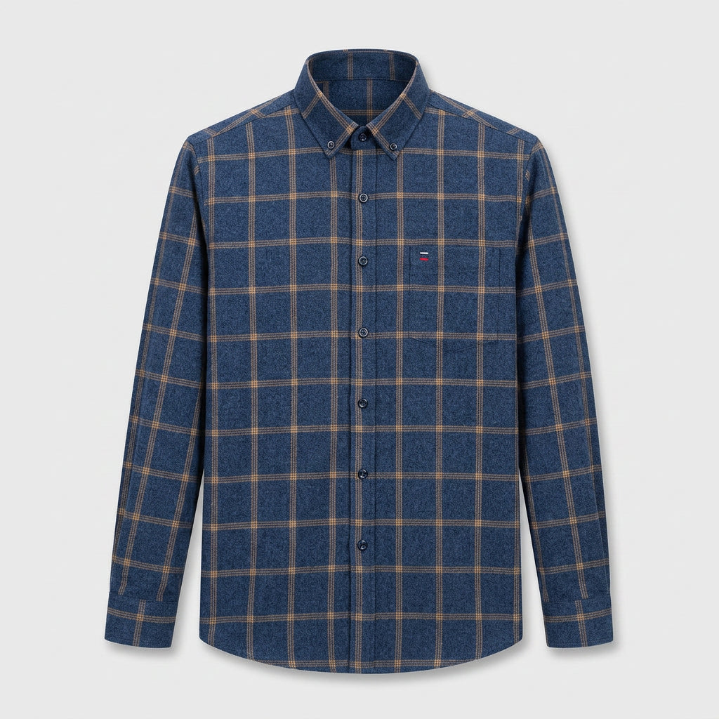 Chemise À Carreaux Tissage Structuré Coupe Régulière pour Homme